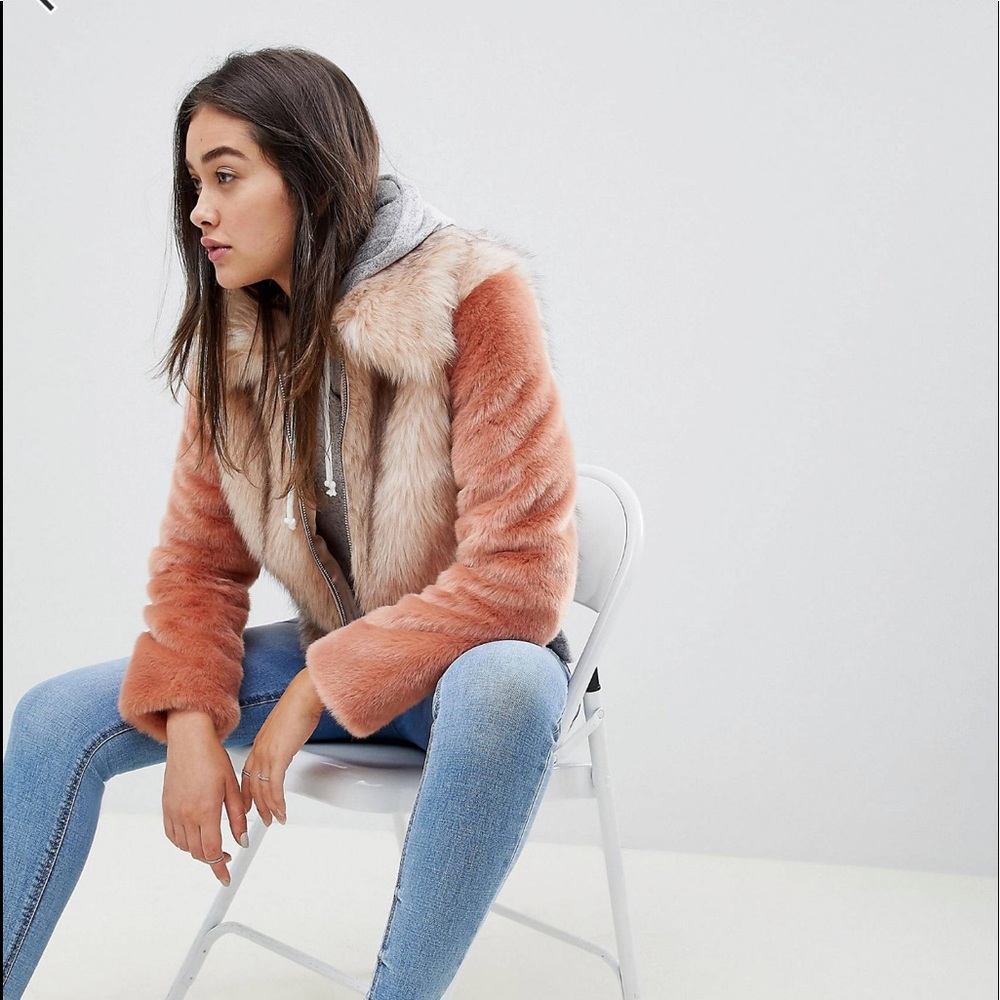 Faux fur jacket asos